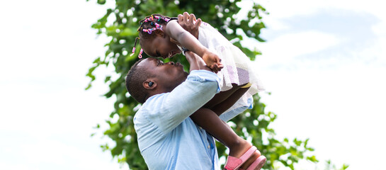 Portrait of enjoy happy love black family. play, having fun, daughter, parenthood, care, african...