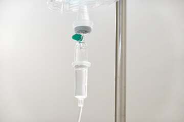 Intravenous drip of medicine at the hospital.