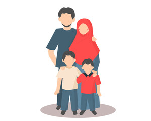 Cute Happy Muslim Family Illustration