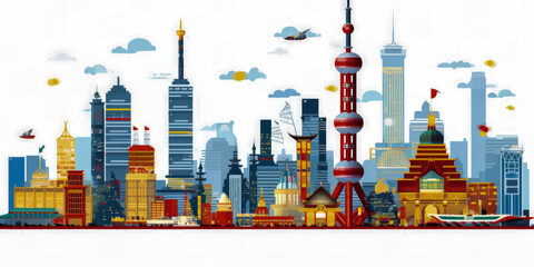 Shanghai aerial view, China - Generative AI