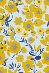 Schilderijen op glas Floral Radiance: Seamless Yellow Cempaka Flowers Background © valenia