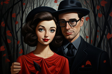Unveil the beauty of love through a unique and artistic portrayal of a deeply affectionate romantic couple. Ai generated