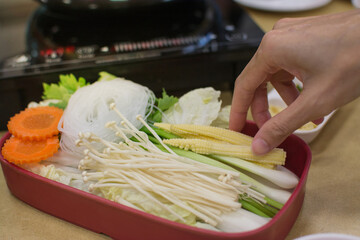 Mixed vegetables Shabu in restaurant