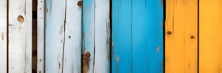 Texture of vintage wood boards with cracked parts white and blue