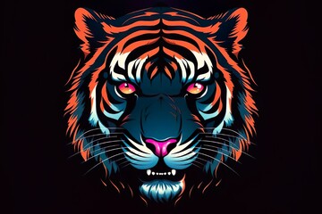 Obraz premium Tiger head illustration isolated background made with generative a technology