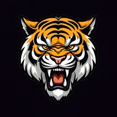 Tiger head illustration isolated background made with generative a technology