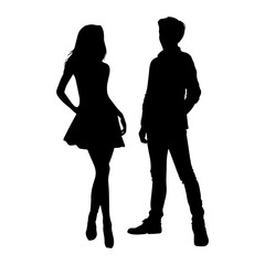 Vector illustration. Silhouette of a couple of woman and man. Lovers.