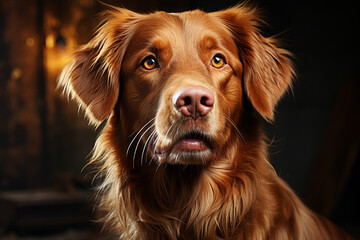Capture the captivating essence of a dog beauty through a stunning portrait illuminated by soft, natural light. Ai generated