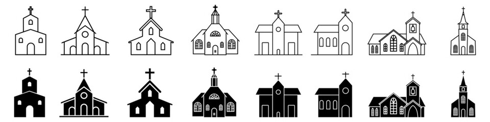 Church icon vector set. Religion illustration sign collection. Temple symbol. Christianity logo.