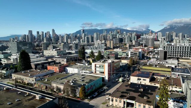 Aerial View Of Downtown Vancouver In Daytime From The Jonathan Rogers Park In Canada. - pullback