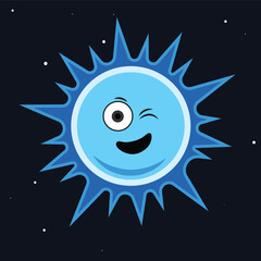 Cartoon Sun nice smiling and blink