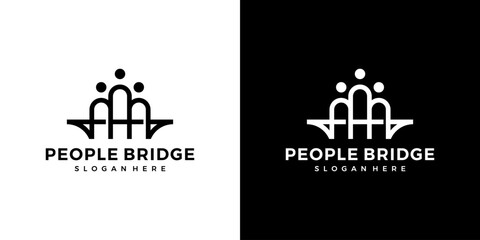 People bridge logo design template. Community family connection teamwork design graphic vector illustration. Symbol, icon, creative.