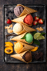 Assortment of different taste of ice cream