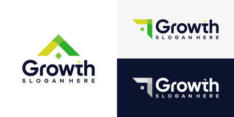 Modern growth logo design template. Colorful arrow abstract shapes logo design graphic vector illustration. Symbol, icon, creative.