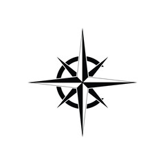 Fototapeta premium Black Wind Rose Isolated On White Background,Initial C letter for Compass icon symbol vector logo design