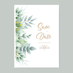 green leaves wedding card set 