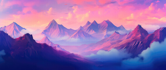 Nature's Canvas: Dreamlike Mountain and Sky