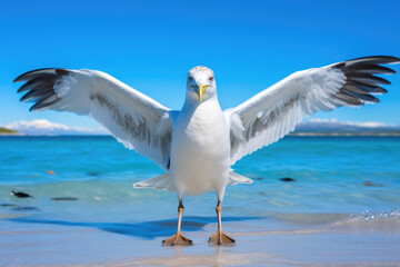 Fototapeta na wymiar Majestic Seagull in Full View