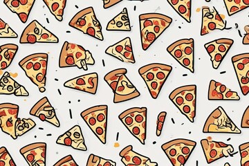 seamless pattern with hand drawn pizza