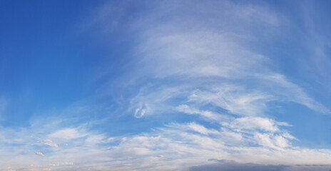 Vivid blue sky with white cloud, natural background. Morning sky