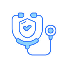 Safety shield with stethoscope, concept of health insurance, medical insurance vector
