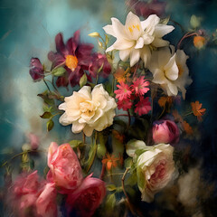 Obraz na płótnie Canvas Vintage Themed Soft Look Floral Backgrounds
