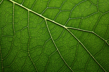 Green leaf extreme cloeup with plant veins, natural texture background. Generative ai illustration.