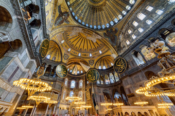 Fototapeta na wymiar Interior of the Hagia Sophia in Istanbul, Turkey