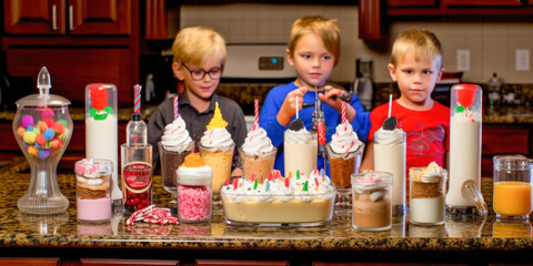 Happy children playing together - Generative AI