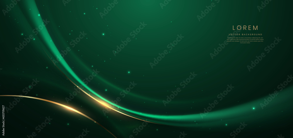 Aufkleber abstract curved green shape on green background with lighting effect and copy space for text. luxury