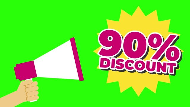 Animated discount sign on green screen background