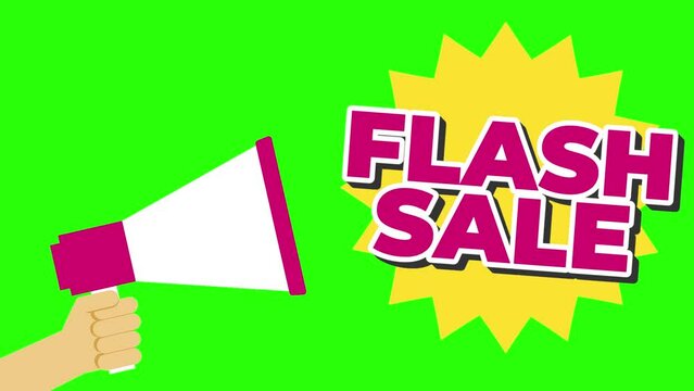 Animated flash sale sign on green screen background
