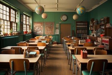 Fototapeta na wymiar classroom of an empty school. Back to school concept