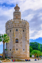 Fototapeta na wymiar Medieval Torre del Oro fort in Seville, Spain