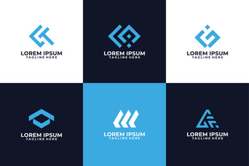 Abstract unique blue logo collection