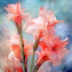 Abstract Soft Painted Flowers as Wall Art or Graphic Design Background