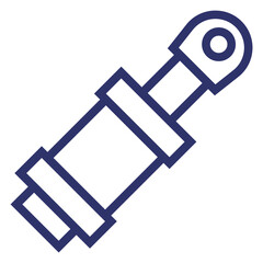 Hydraulic cylinder icon on white, outline