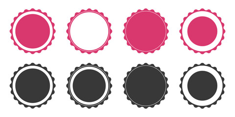 Round stamp signs set. Shape, badge star. Circle signs collection. Simple illustration