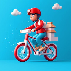 Delivery man riding scooter illustration - ai generative