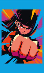 Girl Punch Cartoon Art Work, Punch and Mascot Style Portrai