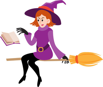 Witch . Halloween cartoon characters . PNG .