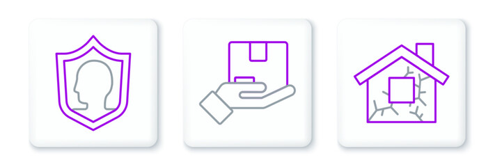 Set line House, Life insurance with shield and Delivery icon. Vector