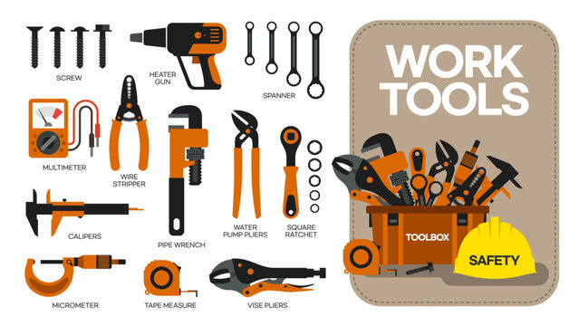 Toolboxes and tool sets for the work