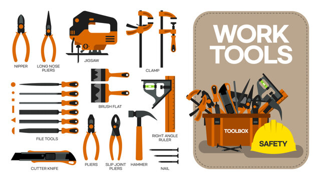 Toolboxes and tool sets for the work