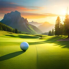 golf course at sunset  generating by AI technology