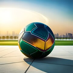 soccer ball on the field  generating by AI technology