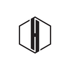 letter H with line hexagon logo design vector concept.