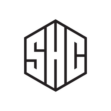 line hexagon letter SHC logo design vector illustration.