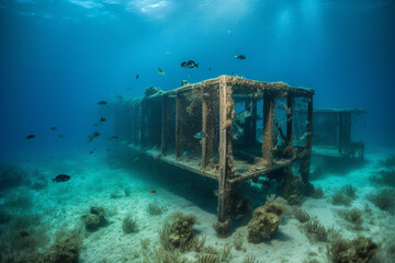 metal structure underwater in the ocean