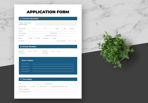 Black Blue Application Form
